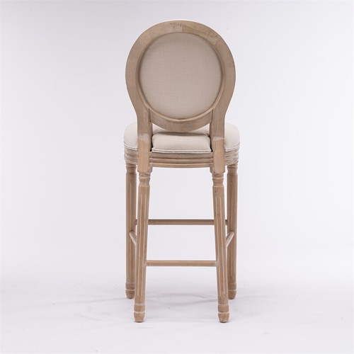 Set of 2 French Country Wooden Barstools with Upholstered Seating for In/Outdoor - Picture 12 of 12