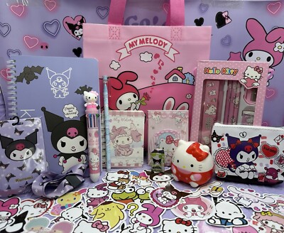 SANRIO Squishy Schreibwaren Gummi My Melody Kuromi Schlüsselband Geschenkpaket GESCHENKTÜTE