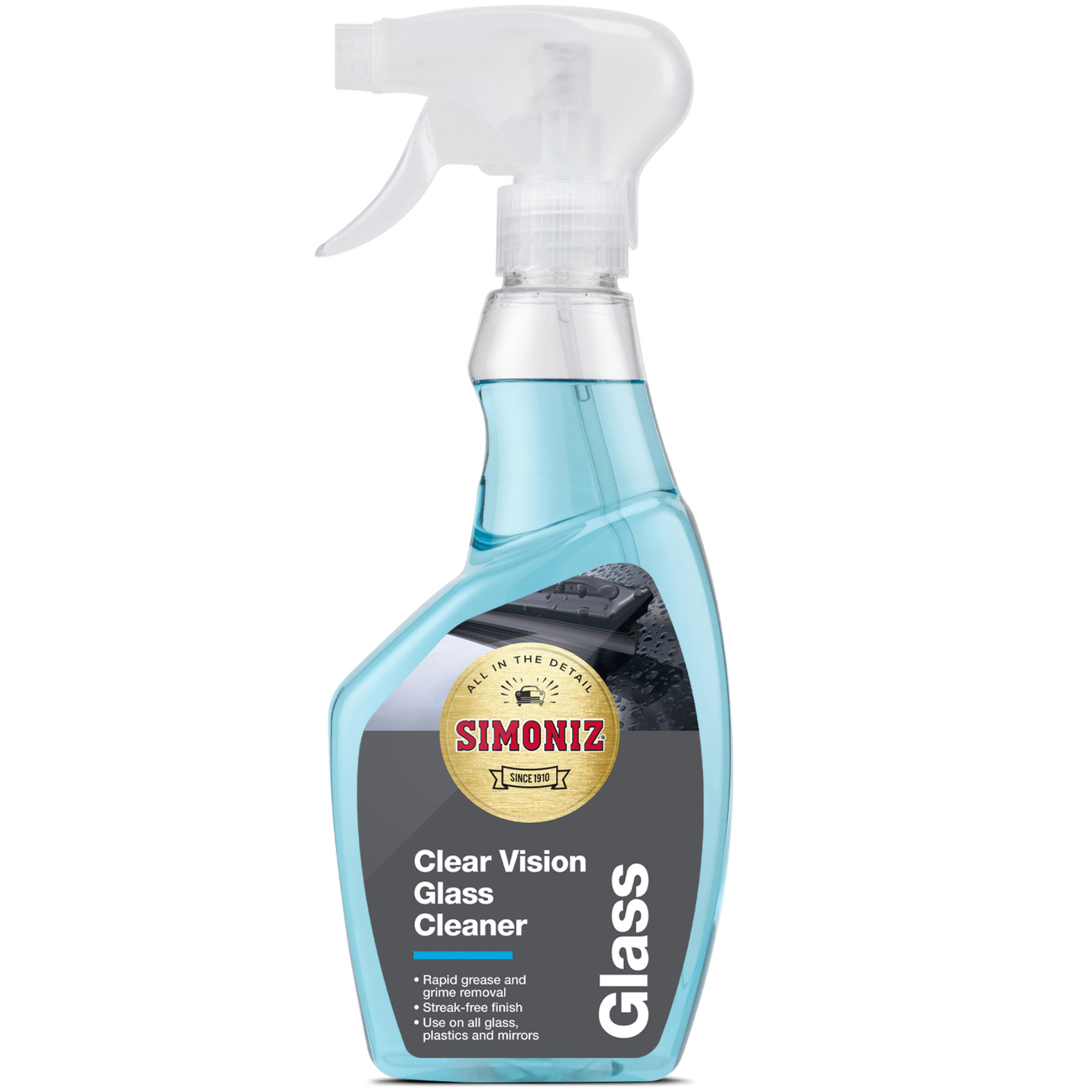 SIMONIZ Clear Vision Glass Cleaner Grease Grime Remover Streak Free Finish 500ml