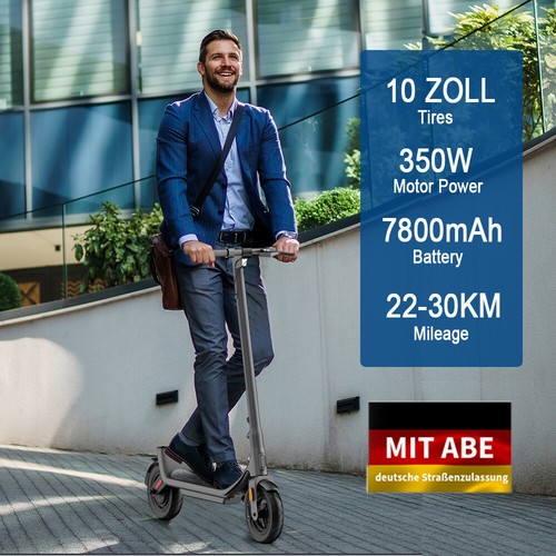 10" E-SCOOTER MIT STRASSENZULASSUNG ABE 350W ELEKTRO ROLLER BIS 30KM REICHWEITE - Bild 3 von 12