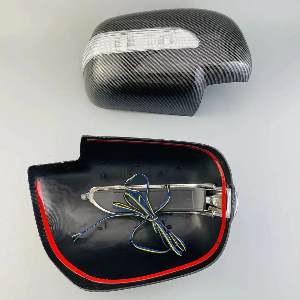 Tapa lateral del espejo retrovisor con luz LED de carbono para Toyota Hilux Vigo 05-14 Foto 2 de 4