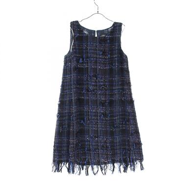 CHANEL COCO Mark Kleid #34 ärmellos Mini P49207V36100 Baumwolle Seide marine ...