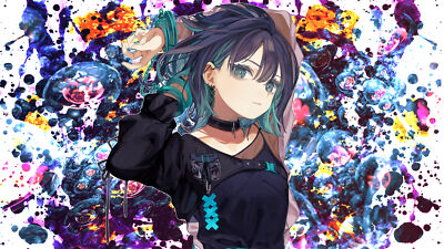 Anime girls creative coding two tone hair colorful playmat gaming mat