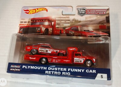 NEW Hot Wheels Premium Team Transport Plymouth Duster Funny Car Retro Rig  Rare
