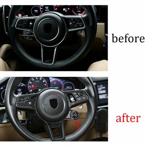 For Porsche Cayenne 2018-2021 Dry Carbon Fiber Steering Wheel Strip Cover Trim - Picture 3 of 7