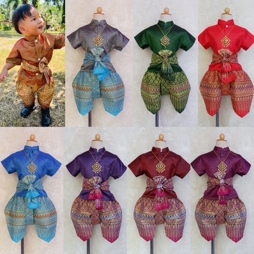 Thai Prince Boy Costume Fancy Kids Dance Harmony School Party INCL Necklace - Picture 9 of 25