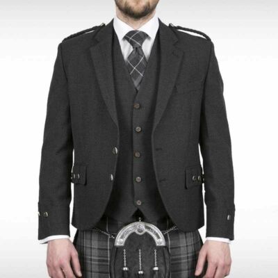 charcoal tweed kilt jacket
