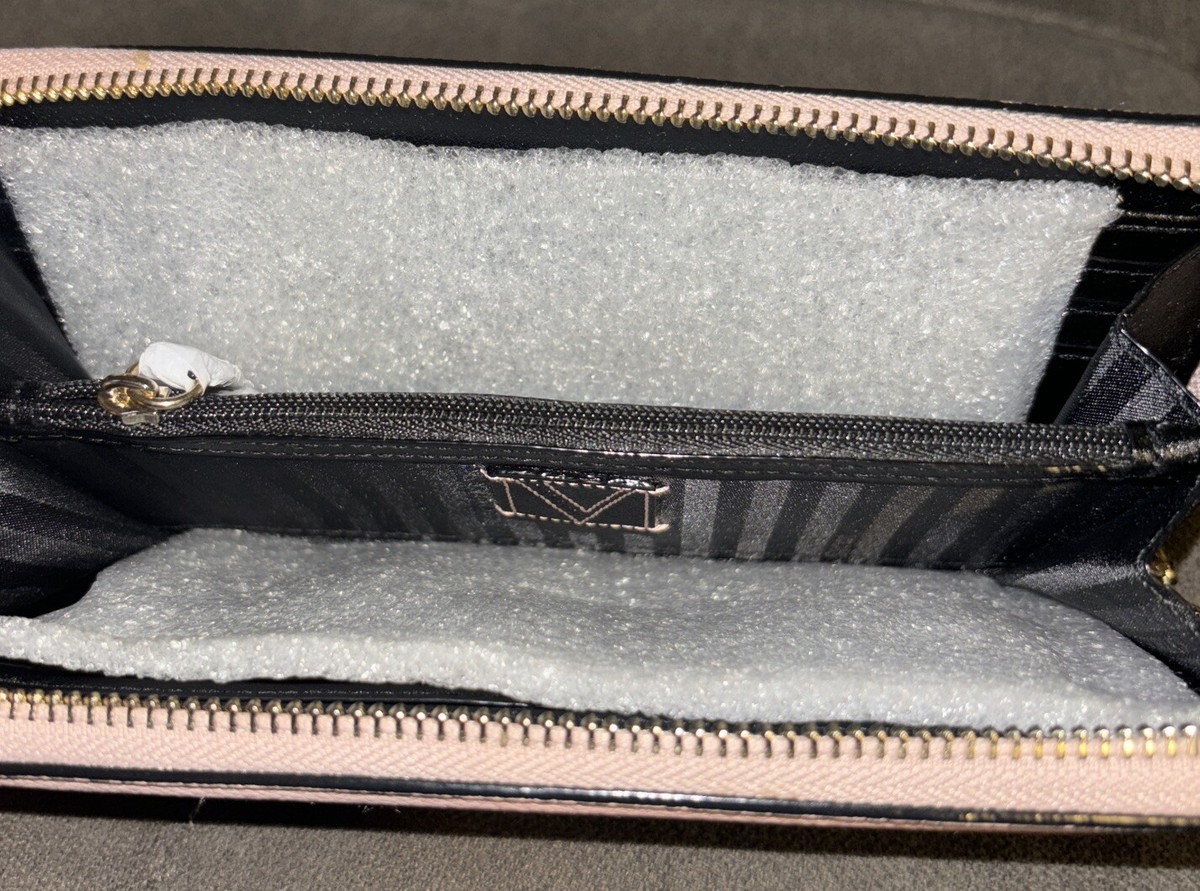 ヴィクトリアシークレット　ジップ付きラージ ウォレット Nwt Victoria's Secret Large Zip Wallet Black | eBay
