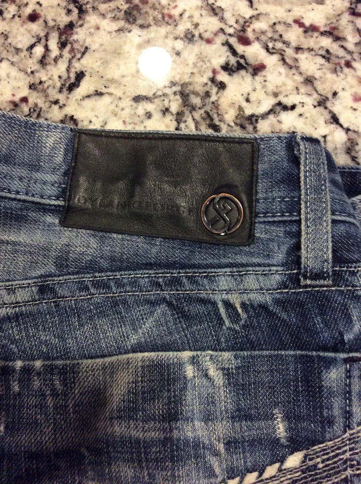 Distressed Dylan & George 男式牛仔裤 STEPHAN 直筒尺寸 34W 30L 美国制造 — 第 3/4 张图片