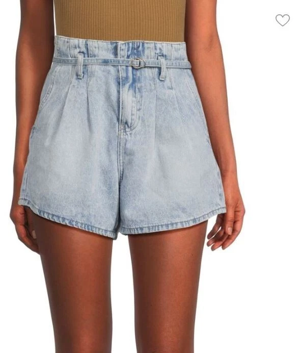 NWT Blank NYC Pay Back A Line Belted Denim Shorts Size 26