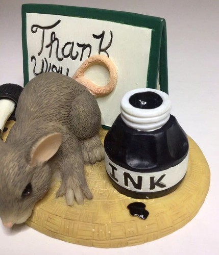 Fitz And Floyd Charming Tails Thank You Figurine Mouse Ink Card 1997 - Picture 16 of 24
