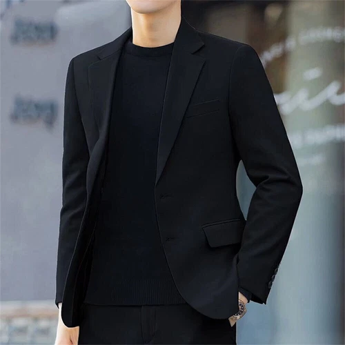 Men Work Blazer Jacket Business Casual Formal Button Slim Fit Suit Coat Tops - Picture 12 of 27