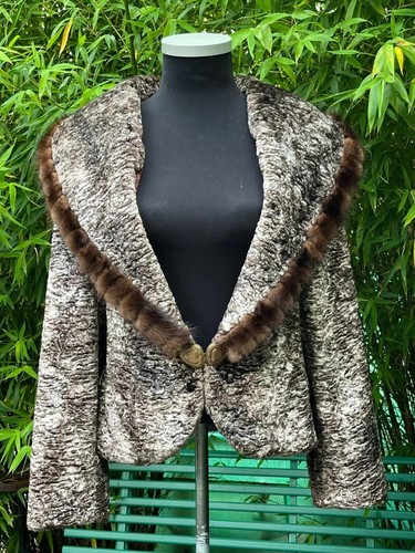 Cache Moda Faux Fur Jacket Customised with Real Sable Fur & 1950s Buckle S / M - Picture 18 of 20