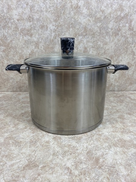 DAVID BURKE Olla de 8 cuartos de galón de acero inoxidable calibre pesado con tapa fondo pesado