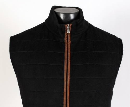Loro Piana 100% Cashmere / Suede Quilted Vest - Black - L - $2750 Retail - Picture 13 of 15