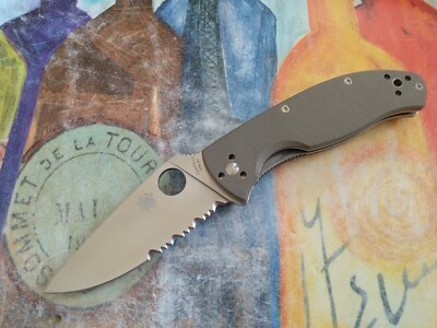 Spyderco Tenacious Folding Knife, CPM-M4 Satin Combo Blade, Brown G10 Handle