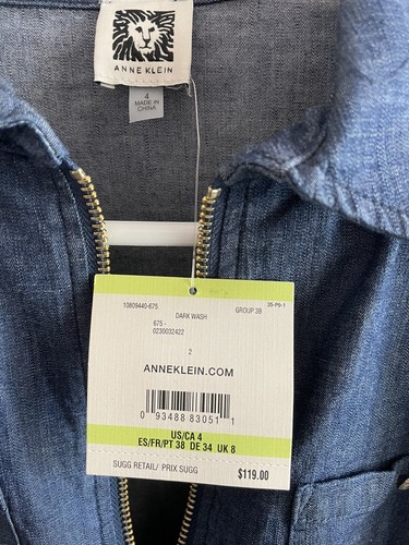 Anne Klein Jeanskleid Größe 4 neu mit Etikett Einzelhandel 119 $ - Bild 2 von 5