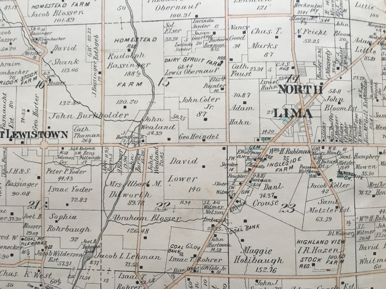 1899 BEAVER NORTH LIMA EAST LEWISTOWN OHIO A.H. MUELLER ATLAS MAP eBay