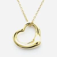 TIFFANY & Co. Elsa Peretti 18K Gold 16mm Open Heart Pendant Necklace