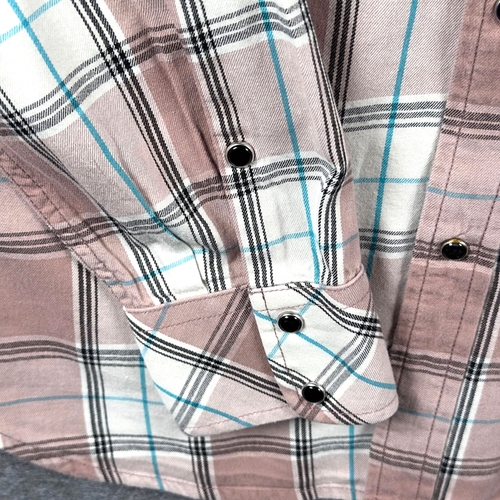 Diesel Shirt Mens Medium Plaid Check Long Sleeve Western Snap Country Cowboy - Picture 9 of 15