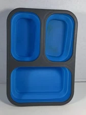 Silicone Smart Planet Eco Collapsible/Leakproof 3 Sections Tray Blue,Gray