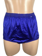 VTG 1980s MUSHROOM GUSSET GRANNY NYLON PANTIES LACE SHEER Royal Purple 7 NEW