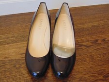 RALPH ALUREN WOMEN PATENTLEATHER WEDGE CLASSIC SHOES SZ.9M  NWOB