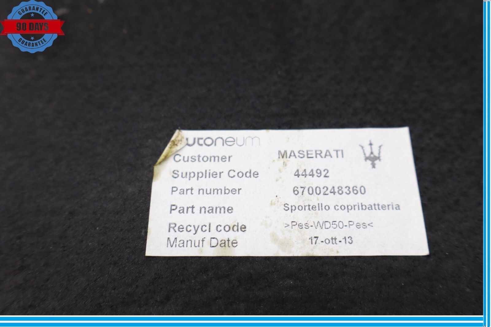 Maserati Ghibli 2014-2020 Luggage compartment trim panel