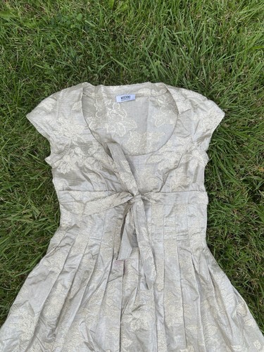 Moschino Cheap & Chic Dress Beige Tan Short Sleeve Waist Tie Vintage 1960s Style - Picture 2 of 11