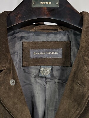 Banana Republic Vtg 90s Tobacco Brown Heavy Duty Suede Jacket Work