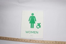 Women's Handicap Accessible Restroom Bathroom Sign Green White 8" x 10" 950112