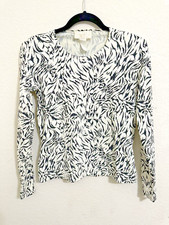 VINTAGE Cache Blouse Womens Size Small Long Sleeve Leopard Print Stretchy Top