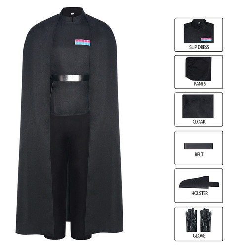 Guerre Stellari Imperial Officer Uniform Cosplay Costume Tops Pants Cloak - Picture 9 of 14