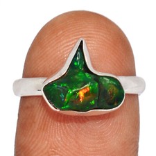 Treated Chalama Black Opal 925 Sterling Silver Ring Jewelry s.8 CR64591