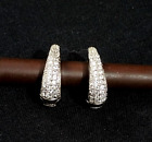 Sparkling Silver Tone Crystal Hoop Earrings – Pave Cz Huggie Style