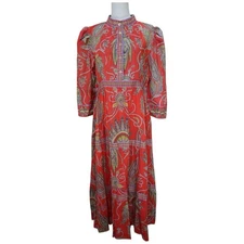 Gretchen Scott The Damsel Plume Midi Dress In Coral Size L