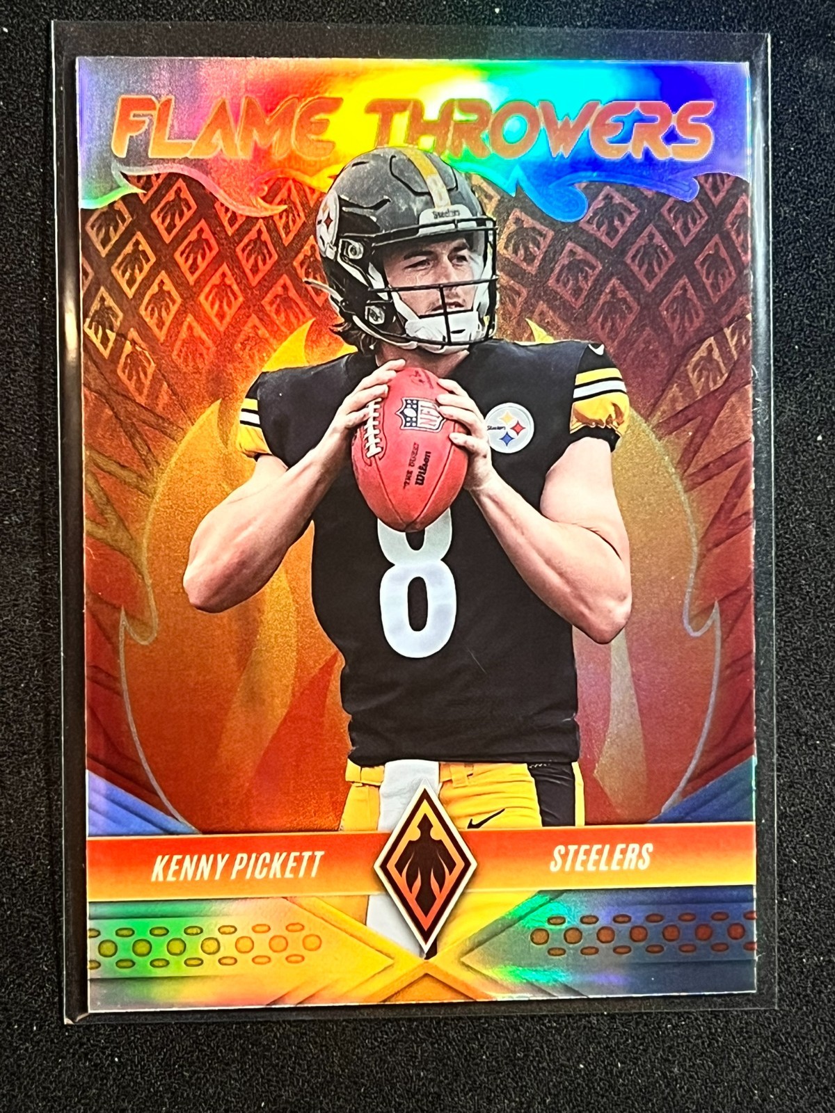 2022 Panini Phoenix #FT-27 Kenny Pickett (RC) Flame Throwers Rookie Silver Prizm