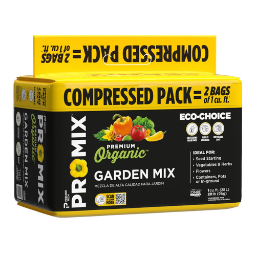 Premium Organic Garden Soil Mix, 2 Cu Ft Compressed Bale