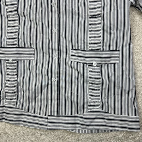 Ramon Puig Men’s Black White Striped Cotton Blend Guayabera Button LS Shirt XL - Picture 8 of 9