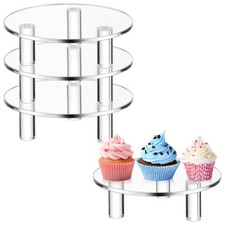 3 Pcs Round Acrylic Risers Clear Small Display Stands, 6" 3 6  