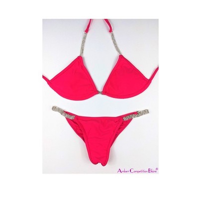 Bikini Posing Suit Pink NPC IFBB Bikini for Bodybuilding and Fitness with