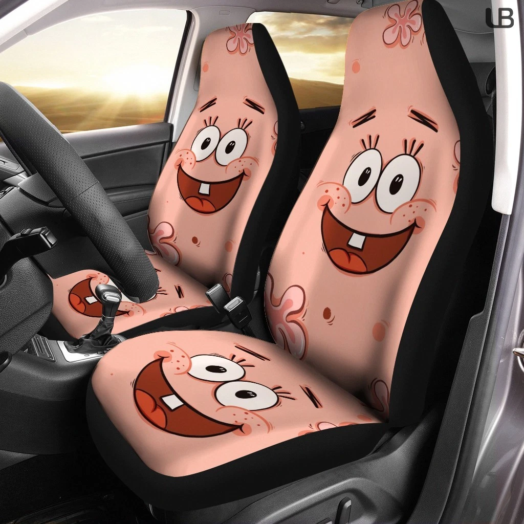 Patrick Star Car Seat Covers SpongeBob Cute Pink Auto Front Seats Protector 2PC