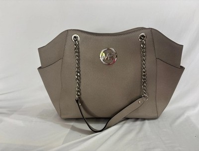 Michael Kors Jet Set Large Chain Saffiano Leather Shoulder Tote Bag Gray