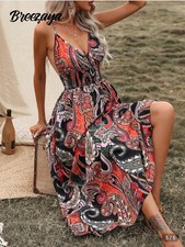 Colorful Paisley Print Sleeveless Maxi Dress Size Large Shein Spaghetti Strap 