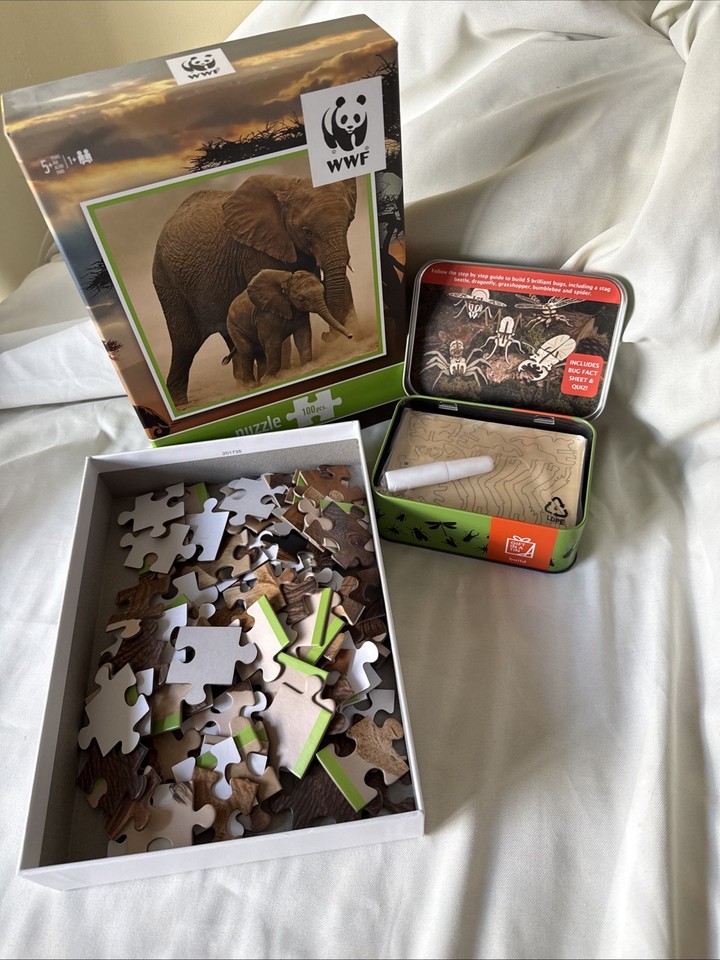 Elephant Insect New WWF Elephant 100 Piece Jigsaw Puzzle & Bug Adventure Gift in a Tin ...