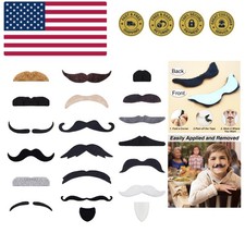60 Pcs Fake Mustaches Self Adhesive 20 Designs Novelty Hairy Beard Costume Fa...