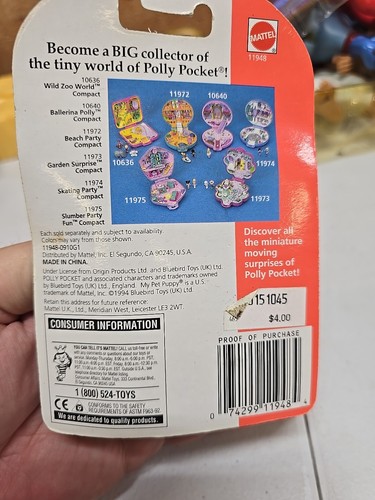 VTG Polly Pocket Pet Parade My Pet Puppy Necklace 11948 1994 NOS Bluebird MOC - Picture 2 of 2
