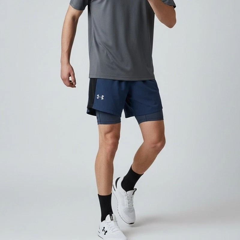 Under Armour Qualifier Speedpocket 5" Running Shorts NWT Mens Sz M Blue Fitted