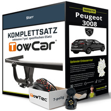 Für PEUGEOT 3008 II Typ MC , MR Anhängerkupplung starr +eSatz 7pol 05.16- AHK