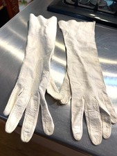 vintage White Kidskin Opera Gloves 14" sz 7 A1